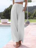Cotton And Linen Drawstring Casual Trousers