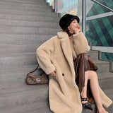 Pink Teddy Bear Long Coats Women 2022 Winter Thick Warm Oversized Chunky Outerwear Faux Lambswool Fur Coats Solid High