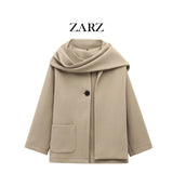 Homemade New Women's Dresses With Scarf Round-Neck Long-Sleeved Coat