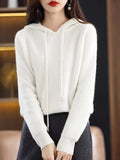 Hooded Cashmere Sweater Women Autumn Winter Pullover Casual Loose Wool Hoodie Knitted Base Tops New Hoodie Clothes