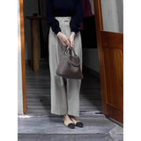 Commute Gray High-Waisted Casual Suit Pants Women's Spring New Loose-Hanging Wide-Legged