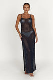 Women's Wear 2023 Sexy Back Hollow See-Through Sling Slit Dress-Outfit