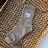 And Dog Pure Cotton Woman Harajuku Cartoon Animal Silver Dollar Manual Embroidery funny Socks & hosiery women Autumn