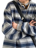 Toloer Do Old Long Sleeve Sea Soul Shirt Men And Women Spring And Autumn Lovers Round Collar Bottom Shirt Striped Overalls Hoodie Tide-Outfit