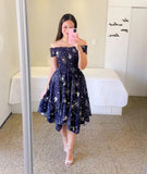 Ebay Dress Word Shoulder Irregular Shoulder Digital Print Long