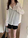 Version Of Loose Casual Long-Sleeved Sweater Women's Autumn New Solid Color Lazy Style All-Inclusive Top-Outfit
