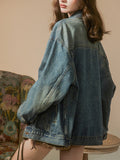 Toloer Sense Denim Jacket Female Spring And Autumn Outfit 2024 New Popular Logo Loose Niche Retro Do Old Jacket Bf