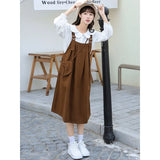 Toloer Department Strap Skirt Two Suits Female Autumn 2024 New Small Casual Temperament College Wind Dress-Outfit