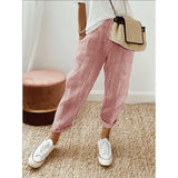 Summer New Woven Woven Stripe Splicing Design Loose Casual Pants