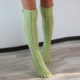 Toloer Twist In The Tube Knitting Pile Pile Socks Women's Solid Color Knit Wool Socks 2299-Outfit