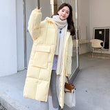 Milk Fufu Yellow Down Cotton Coat Female Medium Long Winter 2024 New Loose Coat Thick Cotton-Padded Coat-Outfit