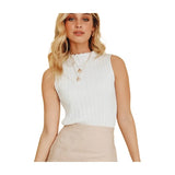New Solid Color Knitted Top Women's Sleeveless Pits To Wear A