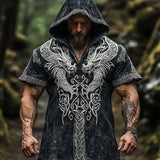 Men's Short-Sleeved Loose Casual Hoodie 3D National Style Digital Printing Short