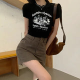 Toloer T-Shirt Female 2024 Summer New Ins Fashion Korean Version Half Sleeve Slim High Waist Crop Short Style Student Jacket