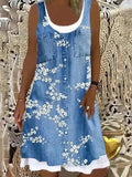 Sleeveless Stitching Printing Casual Dress