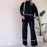 2025 New Solid Color Casual Blouse Loose Comfortable Design Micro-Thorn Trousers Set