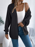 Wind Shooting Autumn And Winter Casual Pure Color Hollow Long Sleeve Open Shirt Sweater Coat Women's