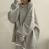 Solid Color Oversized Sweatshirt-Outfit