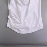 Spring Pleated Asymmetrical Cotton T-Shirt 0254338-Outfit