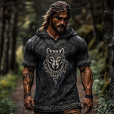 Men's Short-Sleeved Loose Casual Hoodie 3D National Style Digital Printing Short