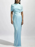 Spring And Summer Skin Retro Shawl Folding Feeling Straight Dress