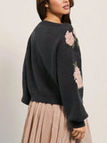 And Winter 2025 New One-Word Flower Tie Brae Sweater Female Korean Version Of Loose Leisure Lazy