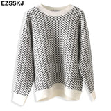 oversize blue dot Sweater Pullovers Women winter autumn thick O-neck chic 2021 sweater long sleeve sweater