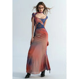 Backless Maxi Dress Women 2024 Summer Bodycon Elegant Sexy Tie Dye Outfits Ladies Birthday Party Club Dresses-Outfit