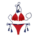 Toloer Female Hot Girl Bikini Split Sexy Triangle Double Sided Collision Color Beach Bikini Swimsuit Three Point