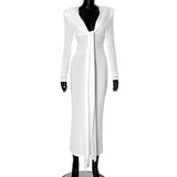 Pleated Tassel Long Sleeve Maxi Dress-Outfit