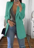 2022 New Solid Color Fashion Casual Suit Collar Long Sleeve Slim Temperament Coat Women Large Size Hot Sale