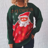Christmas Women Knitted Sweater Retro Long Sleeve O-neck Santa Claus Knitting Pullover Sweater Top Jumper Knitwear Pull