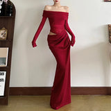 2025 New Women's Temperament Sexy Shoulder Mesh Perspective Long Dress Dress