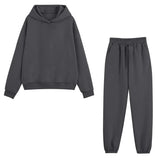 Hoodies Tracksuit Fashion Solid Fleece Oversized Sportswear Jogger Set Winter Long Sleeve Hooded Sweatshirts Suit