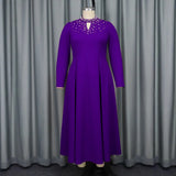 Women's Fashion High-Necked A-Dress Elegant Nail Beads Dress Dress Dress Dress