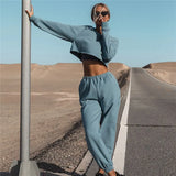 Casual Loose Tracksuit Women Two-Piece Suit Sports And Leisure Sweater Suit Long Sleeve Short Top Blouse Long Sports Pants