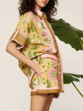 2025 New Unique Printed Design Shirt Top + Casual Shorts Niche Fashion Set
