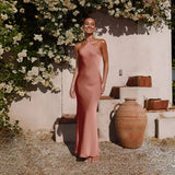 Spring And Summer New Sexy Solid Color Bodyless Sleeveless Back Temperament Dress