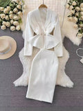 Suit Female Korean Version Socialite Temperament OL Professional Suit Jacket Two-Piece Set Of High Waist Hip Half Skirt-Outfit