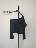 Women's T-shirt Patchwork Flower Solid Color Off Shoulder Skew Collar Female Slim Tees 2024 Summer New Fashion 29L7225-Outfit