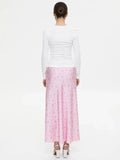 Satin Floral Midi Skirt-Outfit