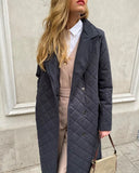 Cotton-Liner Argyle Winter Down Jackets Women Slim Fit Thick Long Padded Parkas Female Solid Casual Snow Coat