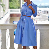 Toloer Spot 2023 Autumn And Winter New Fashion Temperament Long Sleeve Striped Shirt Suit Skirt Two Sets-Outfit