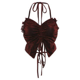 Toloer 2024 New Women's Sexy Hot Girl Pure Desire Wind Hanging Neck Tie Butterfly Small Vest-Outfit