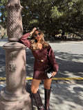 Women's Winter New Simple 8 Color V-Neck Knitting Cardigan Jacket + Short Skirt