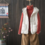 Autumn And Winter Light Down Vest Women Fashion Short Hooded Down Jacket Clip Show Thin Warm Coat Tide-Outfit