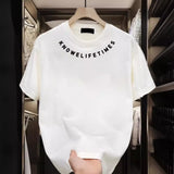 Cotton Without Gender Short-Sleeved T-Shirt Men's Casual Half-Sleeved Neck Print Round Collar