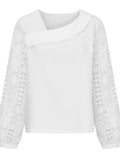 Women's Wear 2024 Spring And Autumn Fashion Elegant New Lace Spliced Knitted Blouse-Outfit