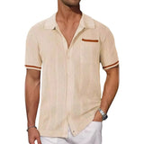 Toloer Men's New Summer Short-Sleeved Shirt Pocket Hollow Out Breathable Cool Summer Men's Casual Top