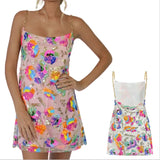 Women's Casual Chain Suspender Dress Fashion Sequined V-neck Backless A-line Short Dress-Outfit